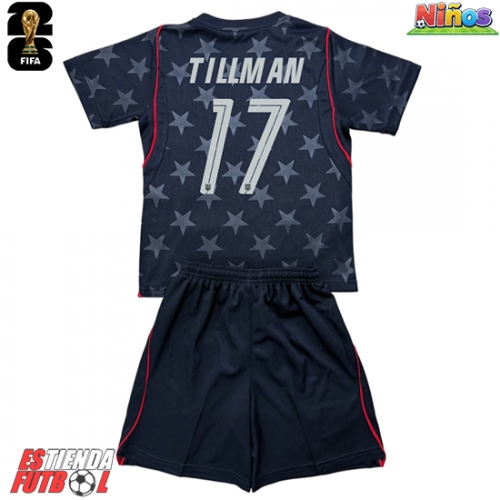 Estados Unidos Malik Tillman #17 Segunda Equipación Niños Mundial 2026 Manga Corta (+ Pantalones cortos)